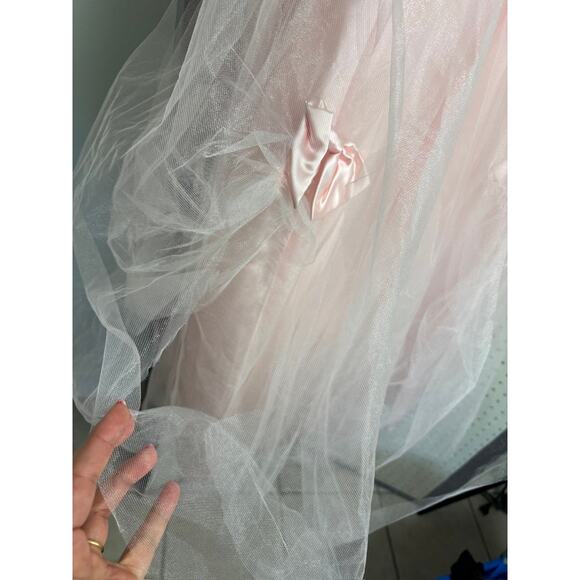 Vintage Gunne Sax x Jessica McClintock Pink Tulle Corset Prom Dress- Juniors 5 - Picture 6 of 11